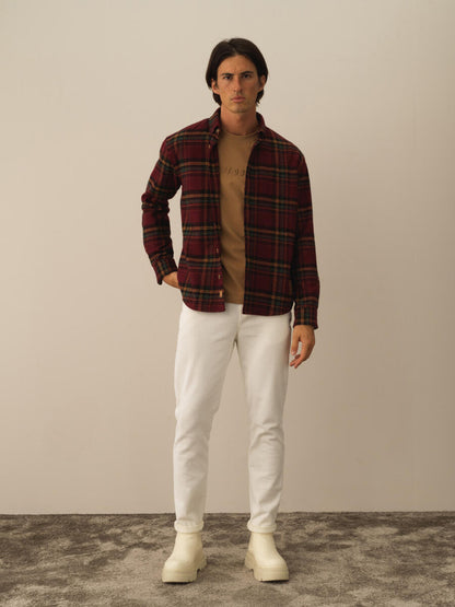 Ανδρικό πουκάμισο Flannel Bordo MFG