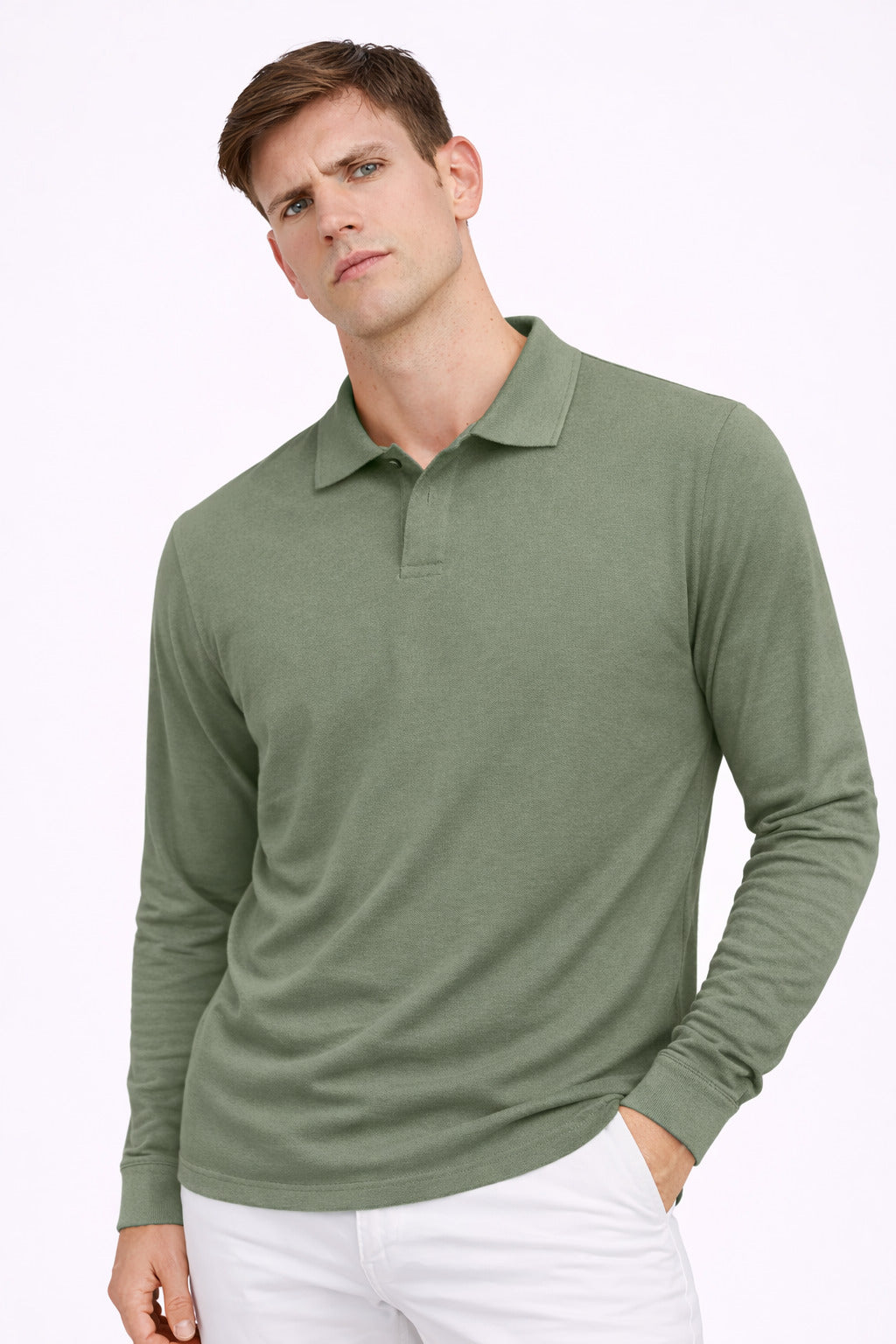 Ανδρικό Μακριμάνικο Polo Button MFG