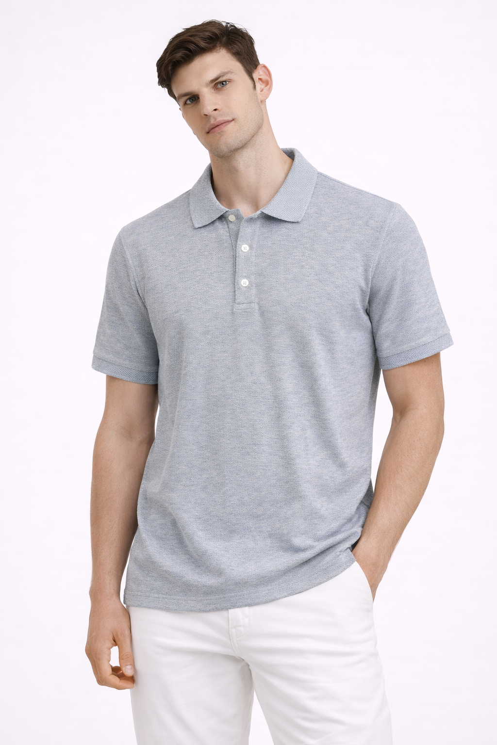 Ανδρικό Polo Button Waffle Melange MFG