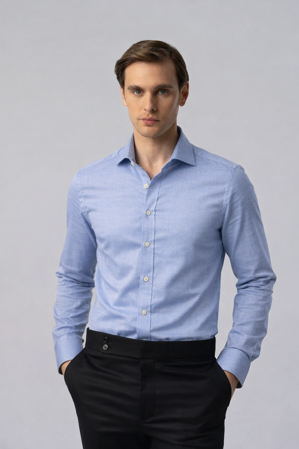 Ανδρικό Πουκάμισο Σιέλ Melange Slim Michael MFG