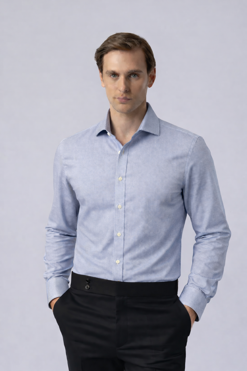 Ανδρικό Πουκάμισο Γκρί-Σιέλ Slim Michael MFG