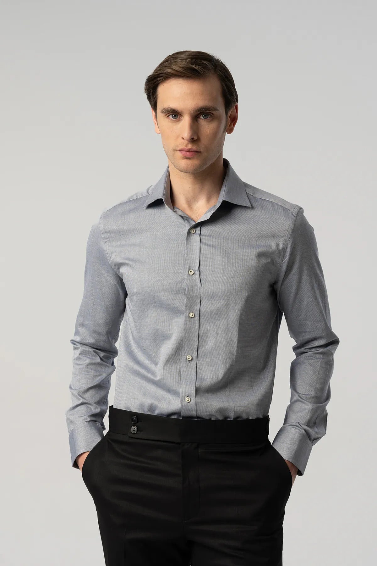 Ανδρικό Πουκάμισο Γκρί Melange Slim Michael MFG