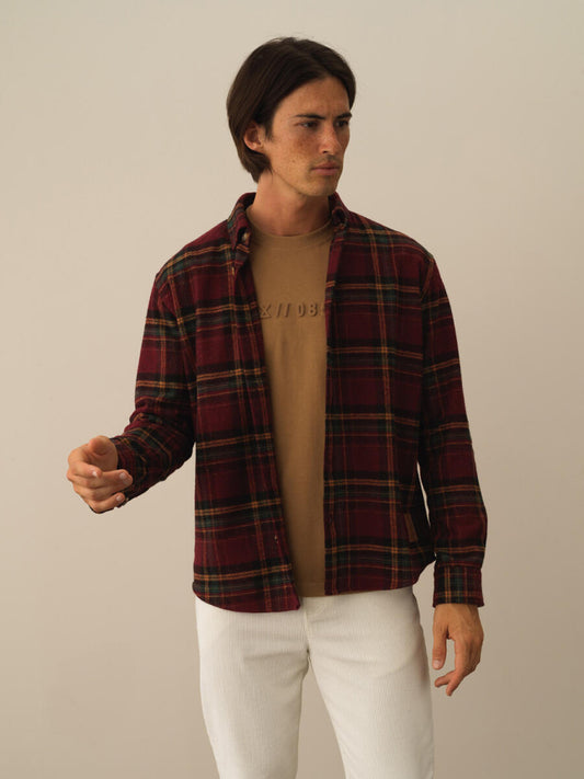 Ανδρικό πουκάμισο Flannel Bordo MFG