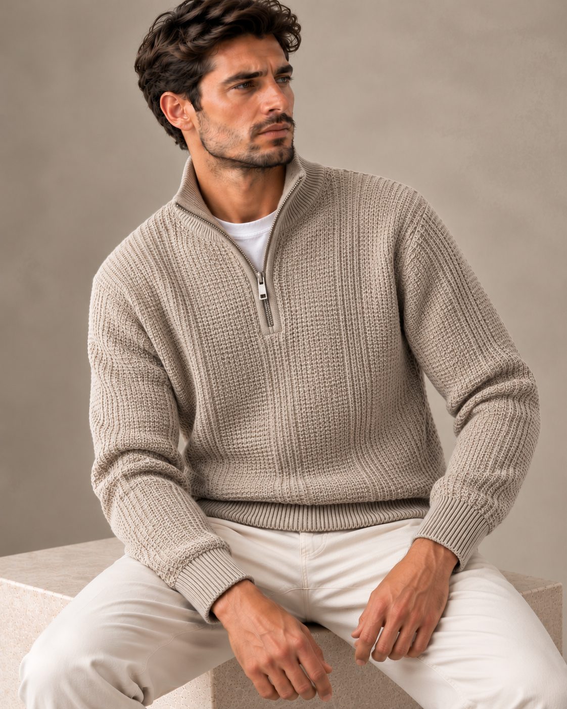 Ανδρική Πλεκτή Μπλούζα Half-Zip Square MFG
