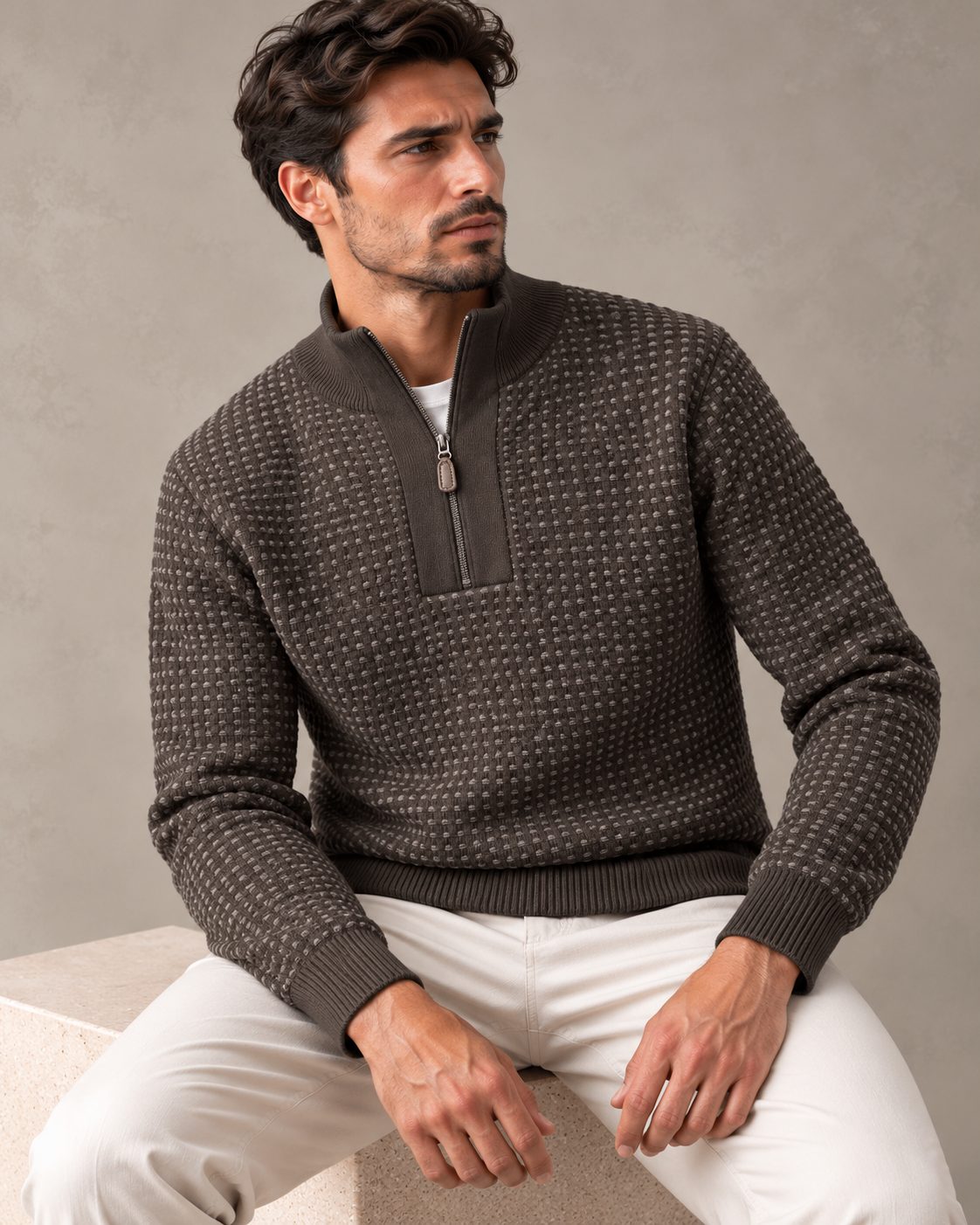 Ανδρική Πλεκτή Μπλούζα Half-Zip Square MFG
