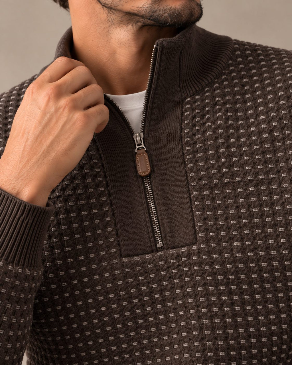 Ανδρική Πλεκτή Μπλούζα Half-Zip Square MFG