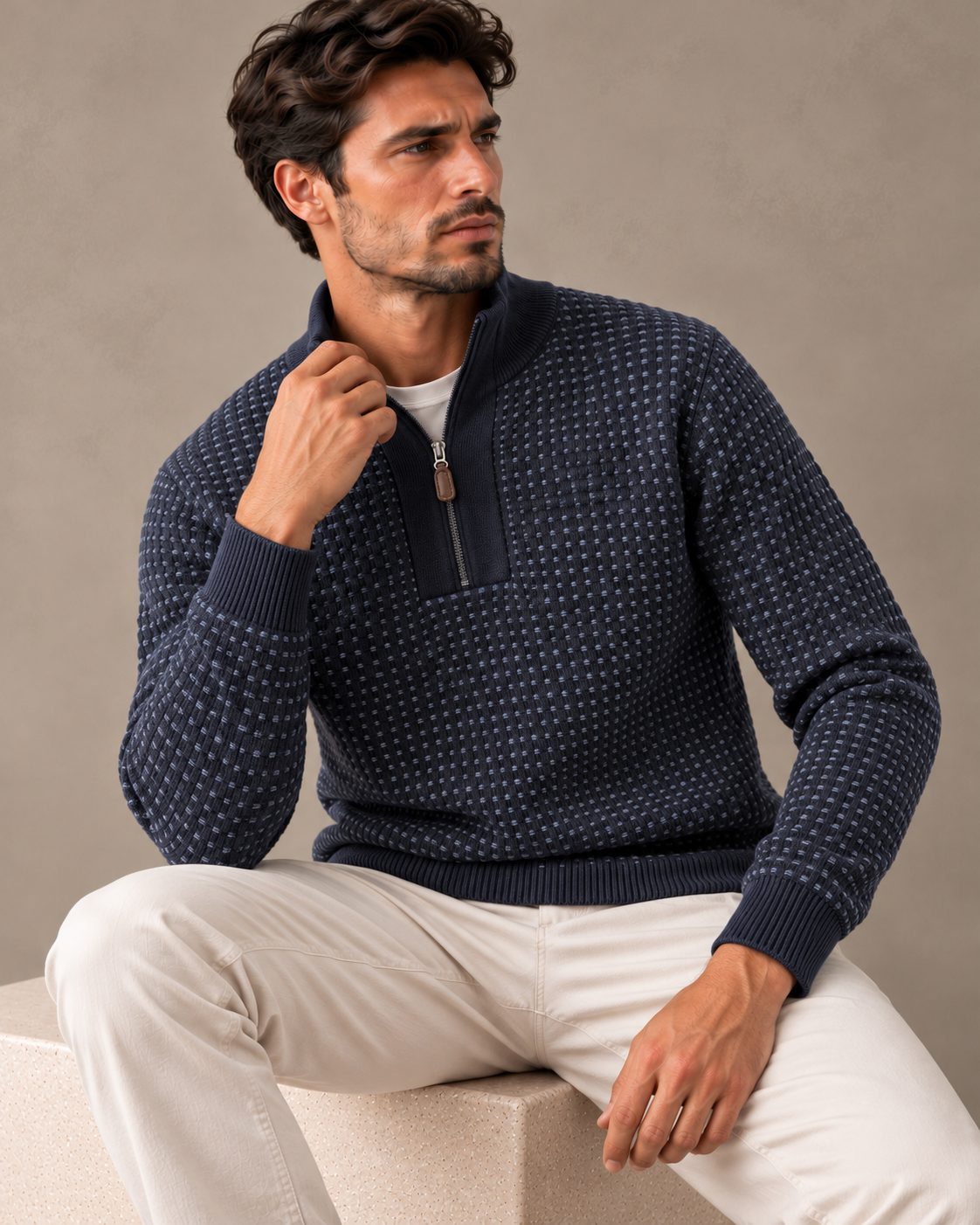 Ανδρική Πλεκτή Μπλούζα Half-Zip Square MFG