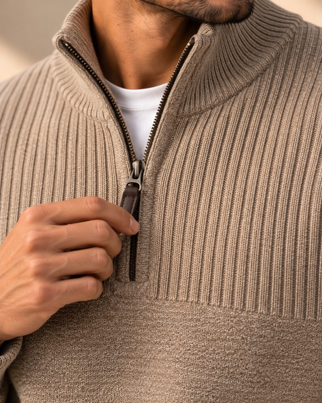 Ανδρική Πλεκτή Μπλούζα Half-Zip Striped MFG