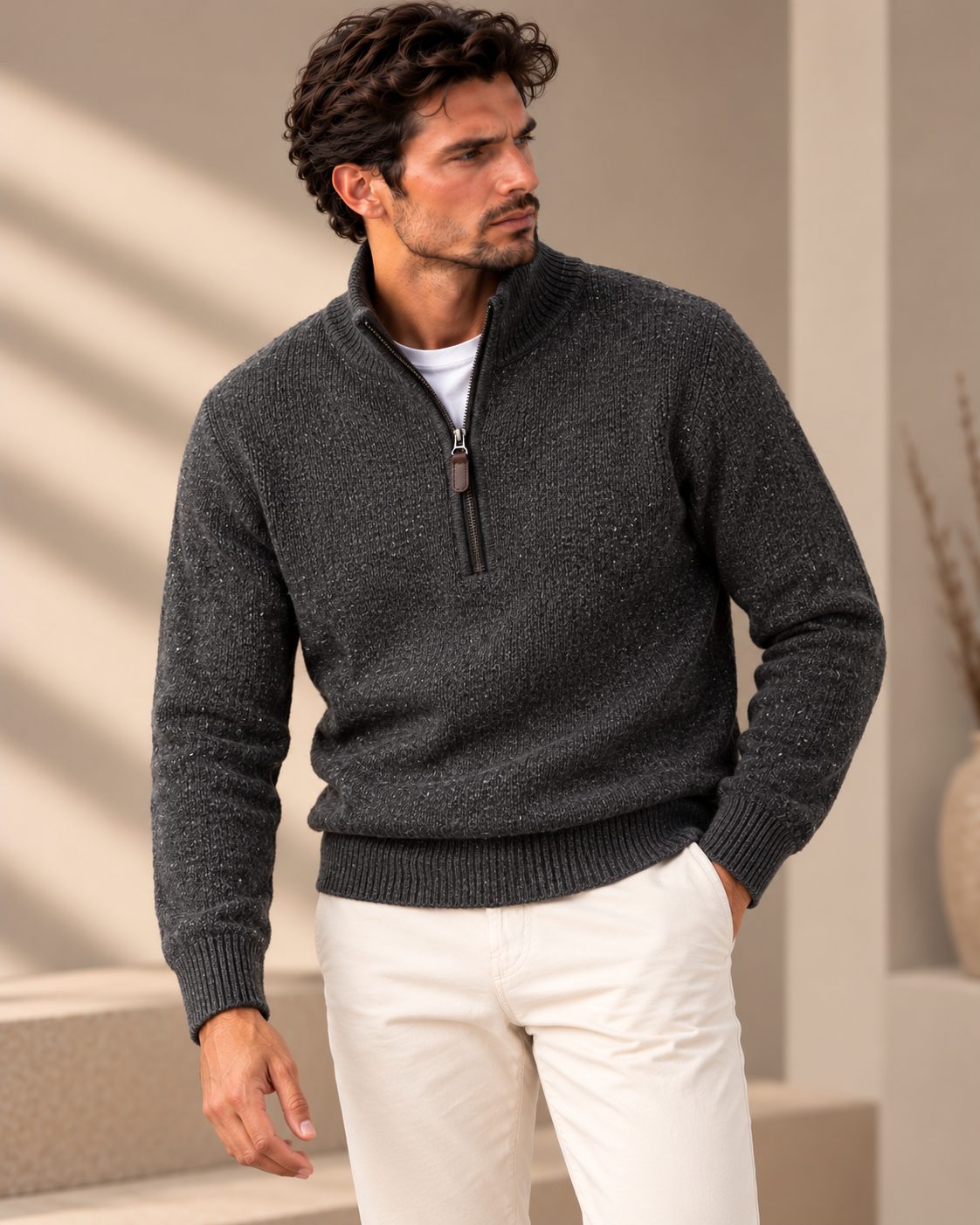 Ανδρική Πλεκτή Μπλούζα Half-Zip Wool Cozy MFG