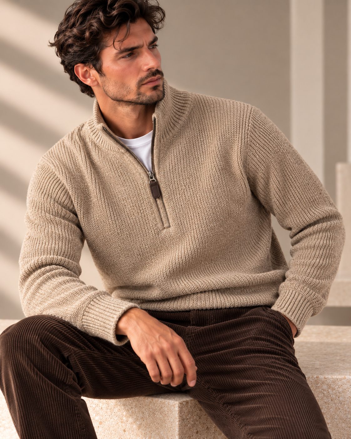 Ανδρική Πλεκτή Μπλούζα Half-Zip Wool Cozy MFG