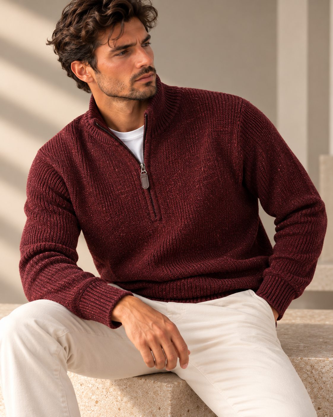 Ανδρική Πλεκτή Μπλούζα Half-Zip Wool Cozy MFG