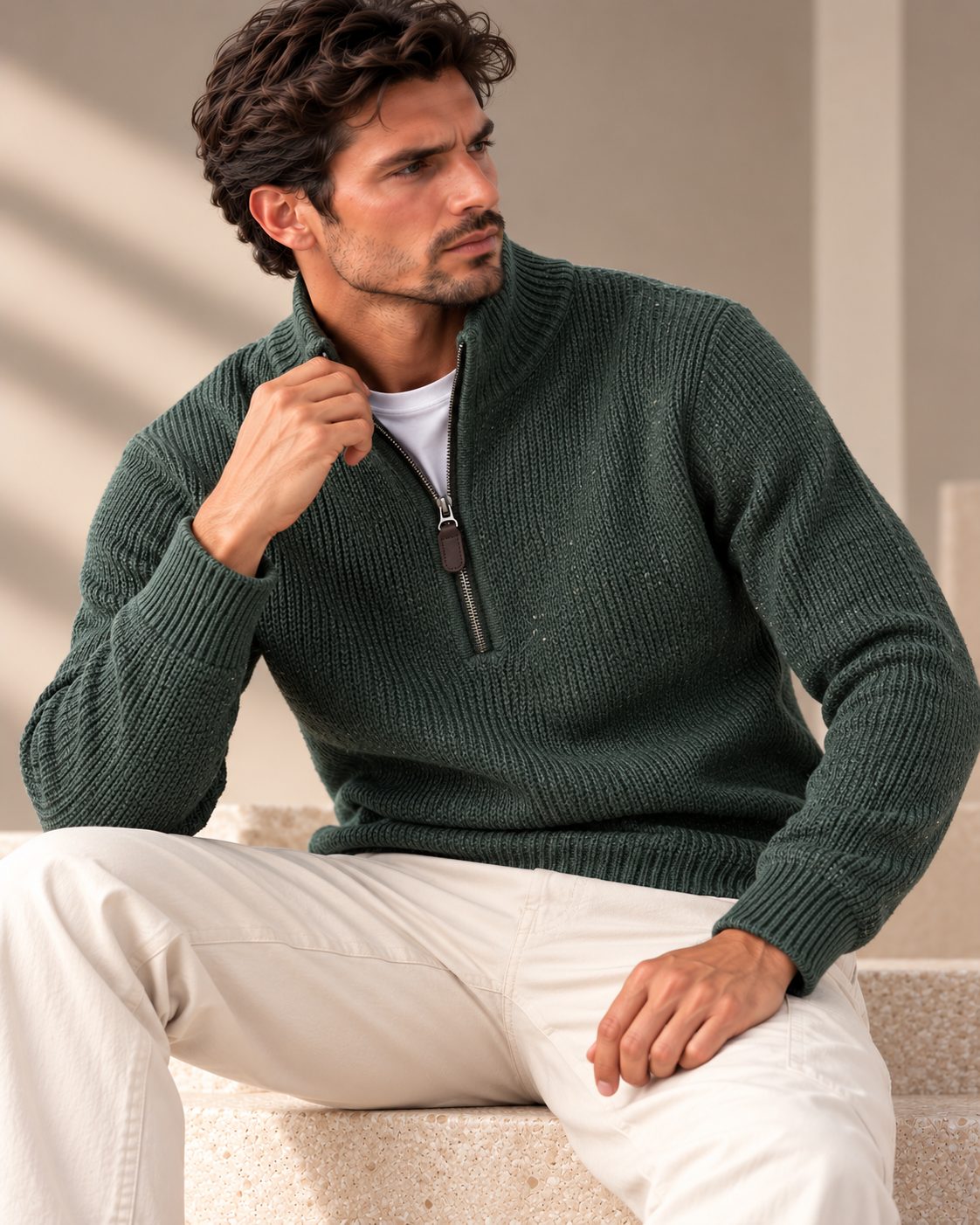 Ανδρική Πλεκτή Μπλούζα Half-Zip Wool Cozy MFG