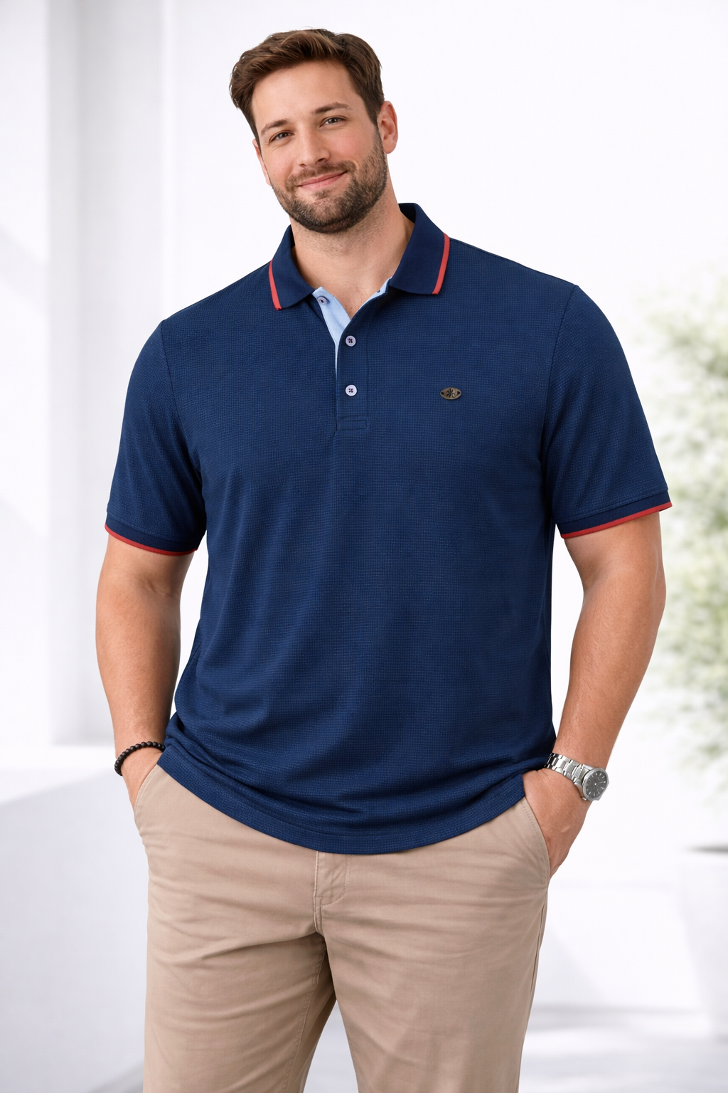 Ανδρική Μπλούζα Polo Waffle BigSize MFG