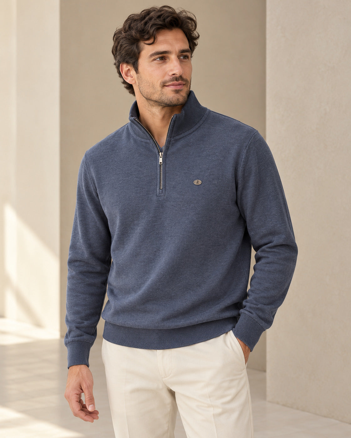 Ανδρική Μπλούζα Half-zip Melange MFG