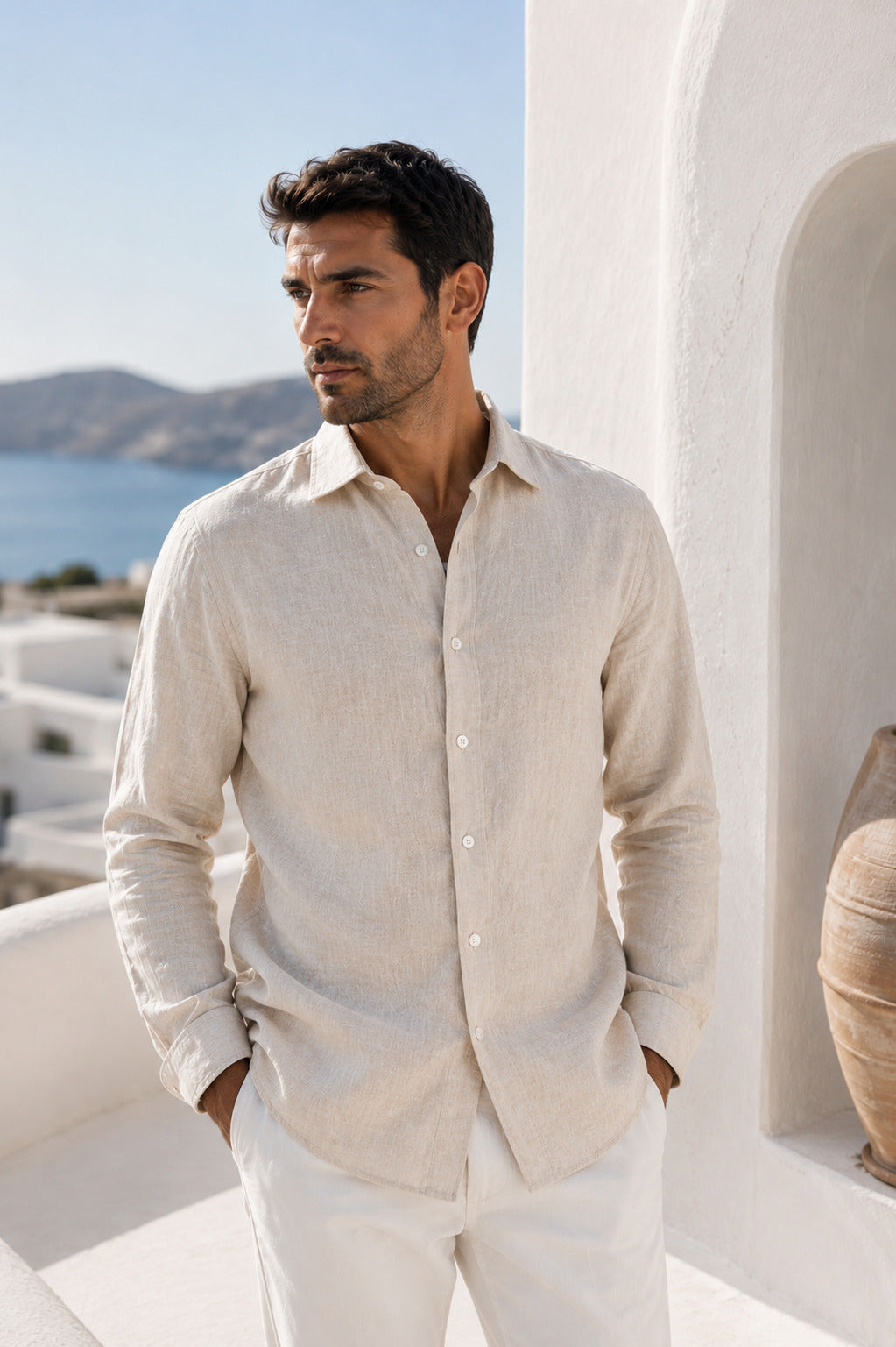Ανδρικό Πουκάμισο Λινό Cycladic Melange MFG