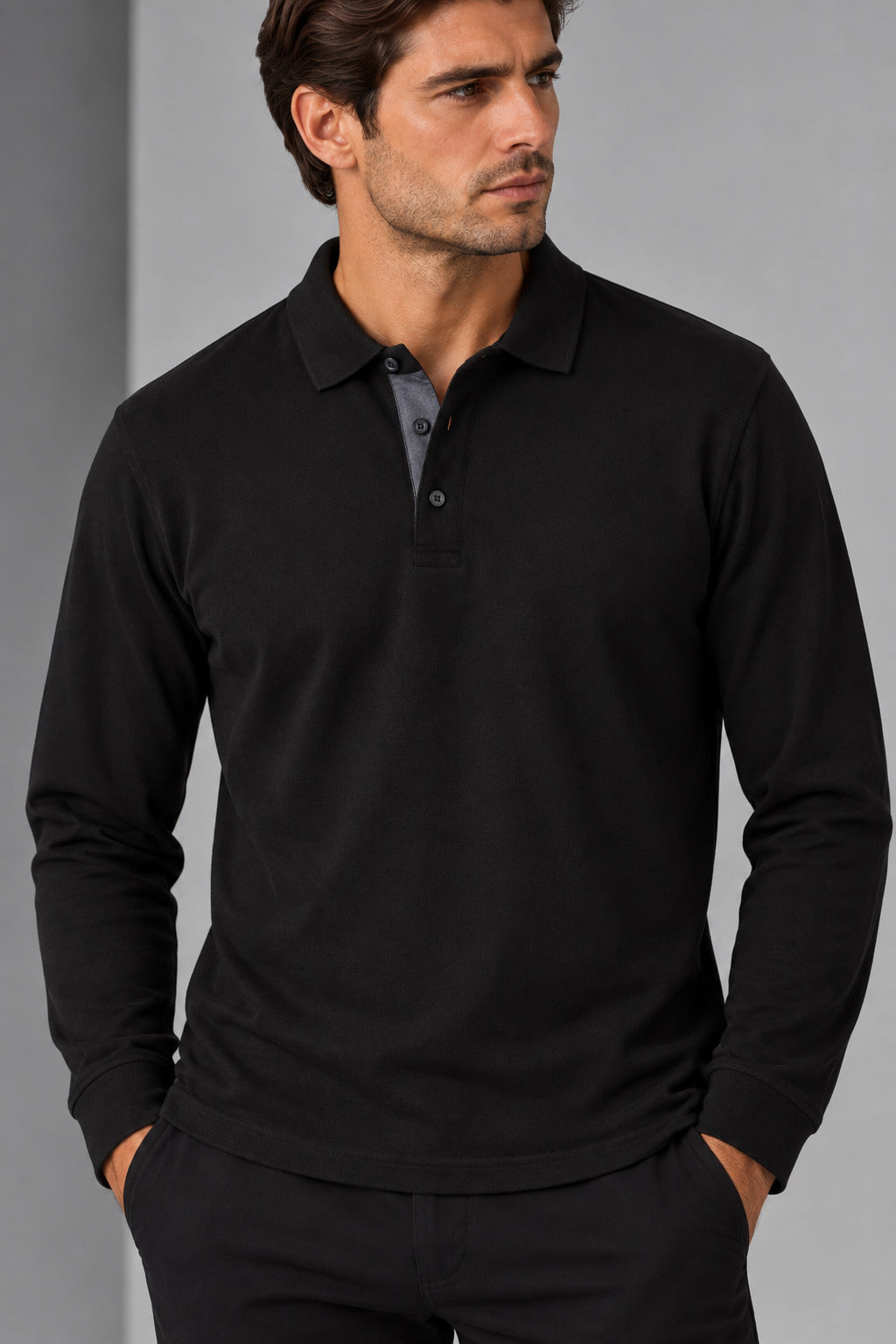 Ανδρική μπλούζα Polo μακρυμάνικη Simple MFG