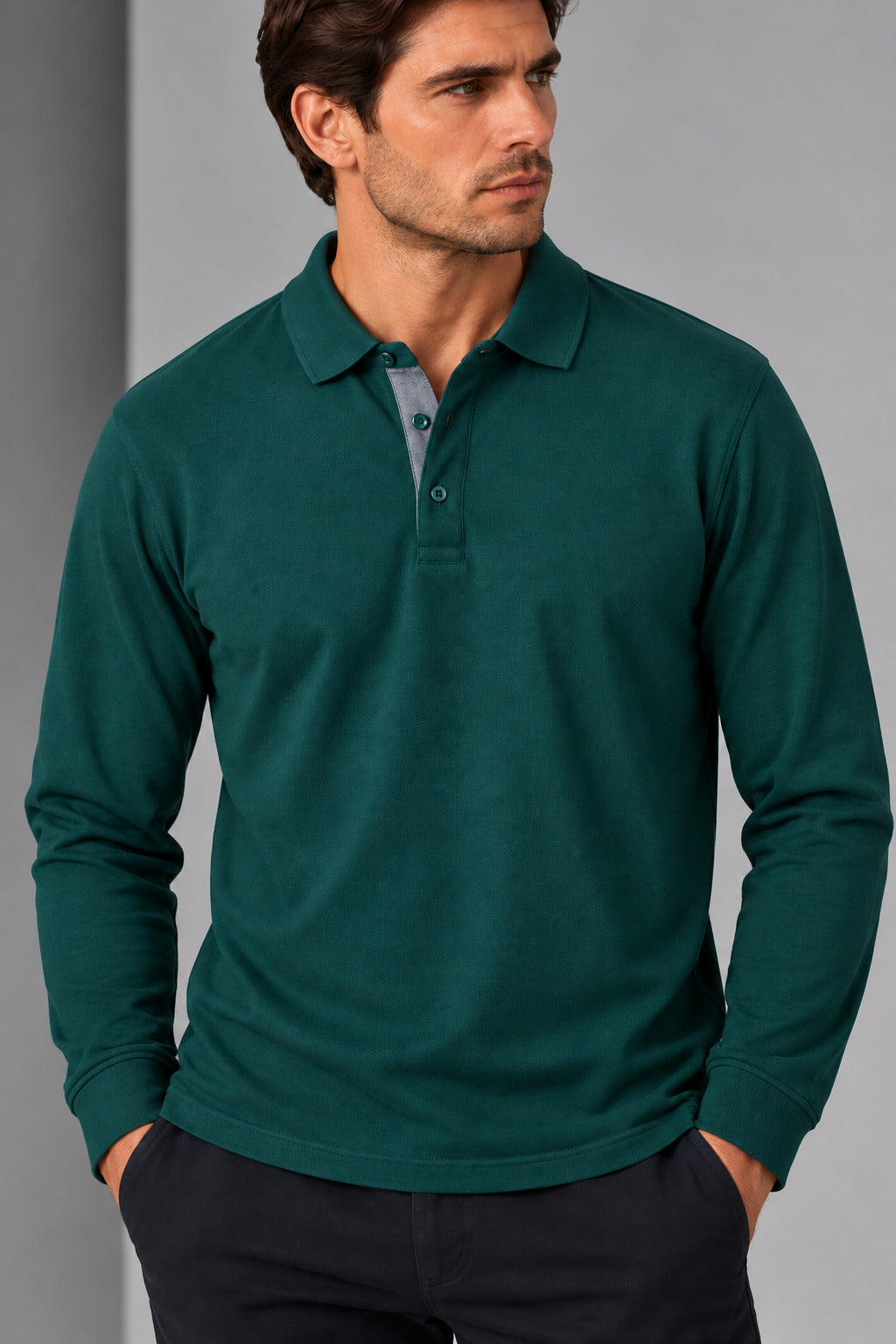 Ανδρική μπλούζα Polo μακρυμάνικη Simple MFG