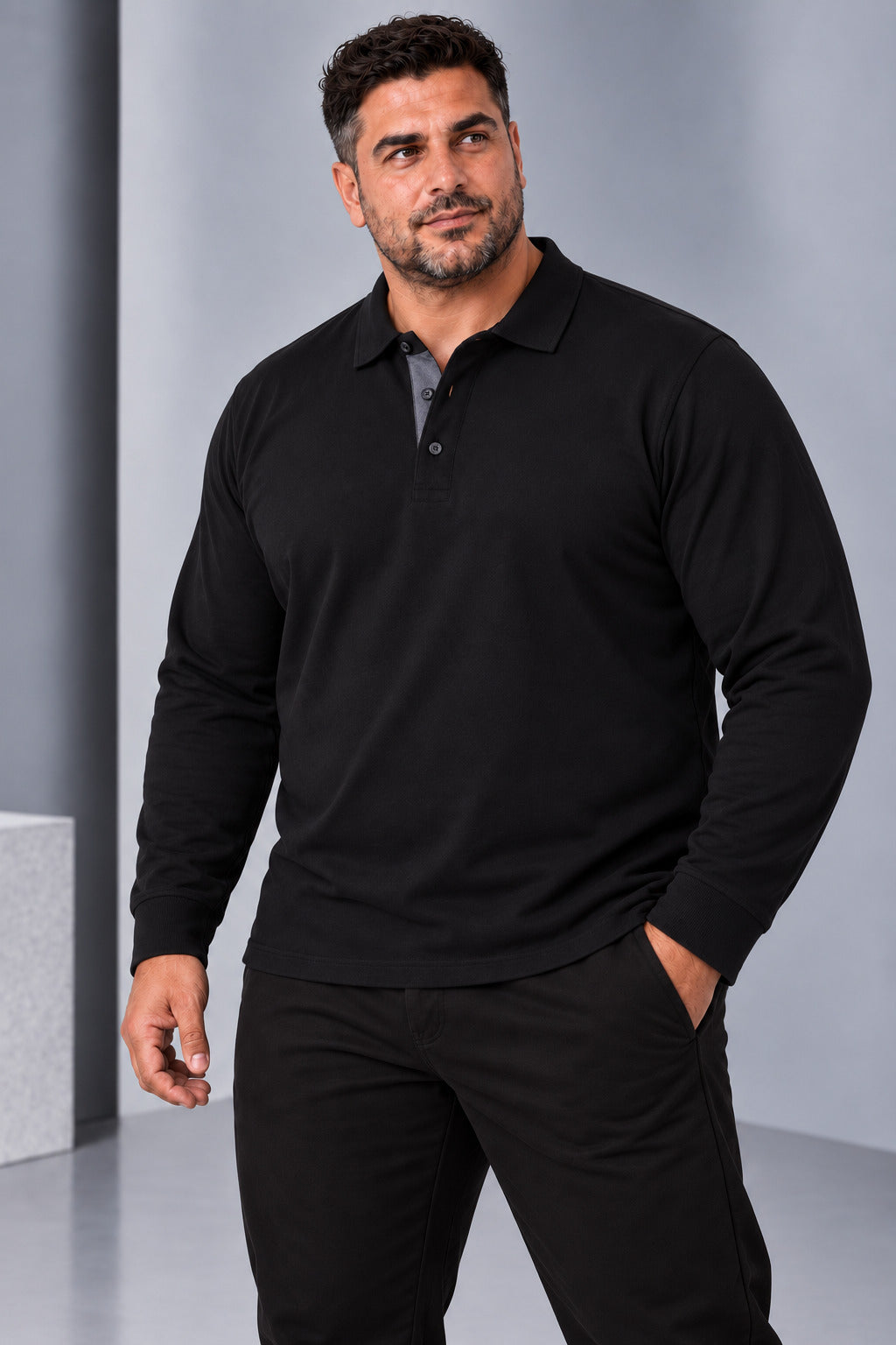 Ανδρική Μπλούζα μακρυμάνικη Polo Bigsize Simple MFG