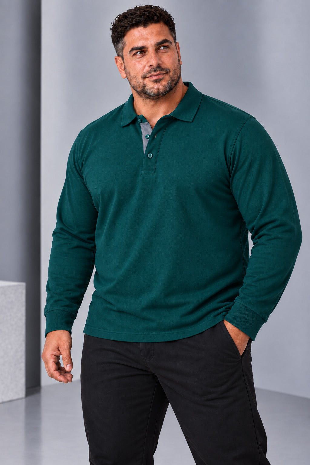 Ανδρική Μπλούζα μακρυμάνικη Polo Bigsize Simple MFG