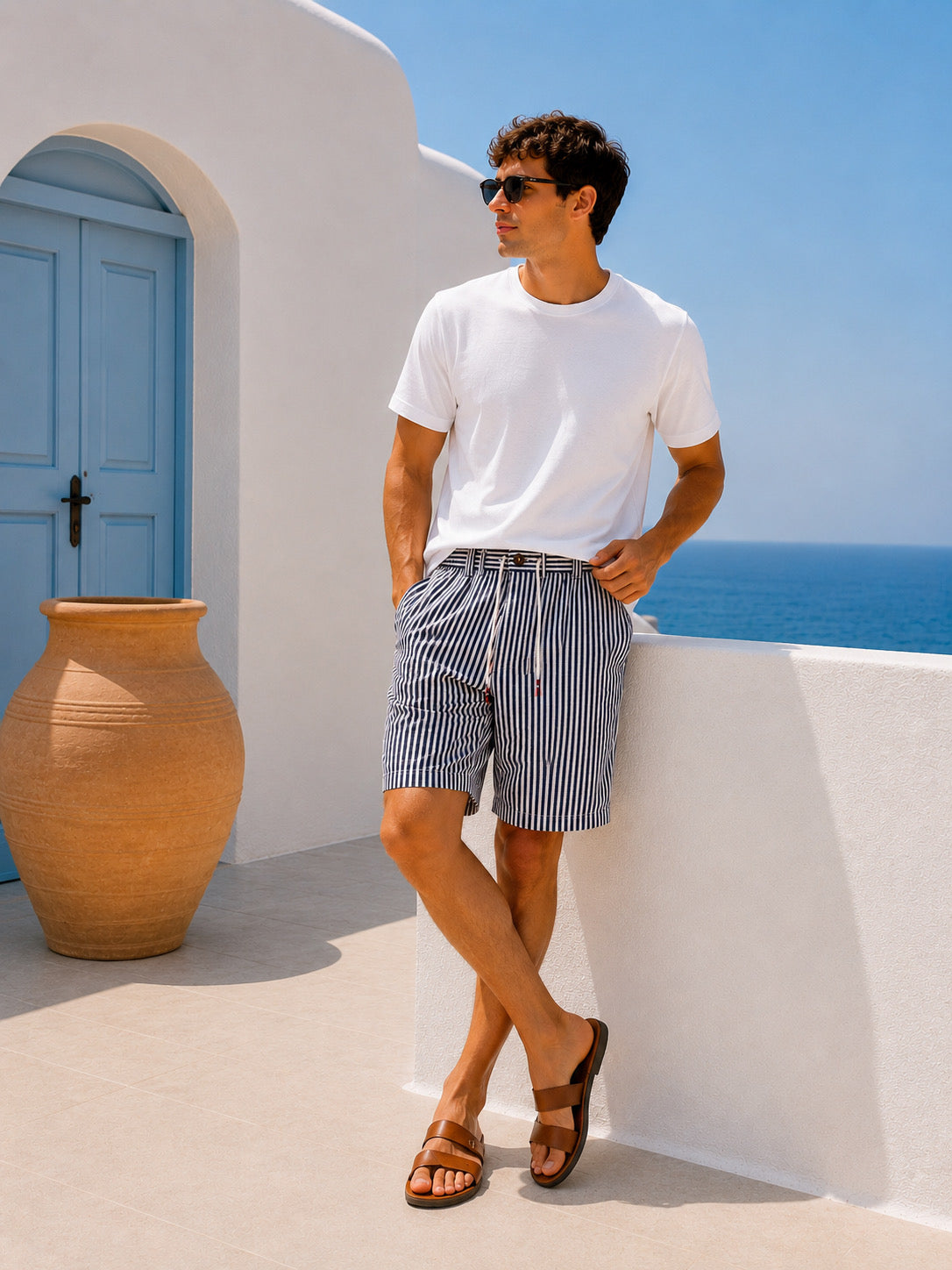 Ανδρική Λινή Βερμούδα Striped