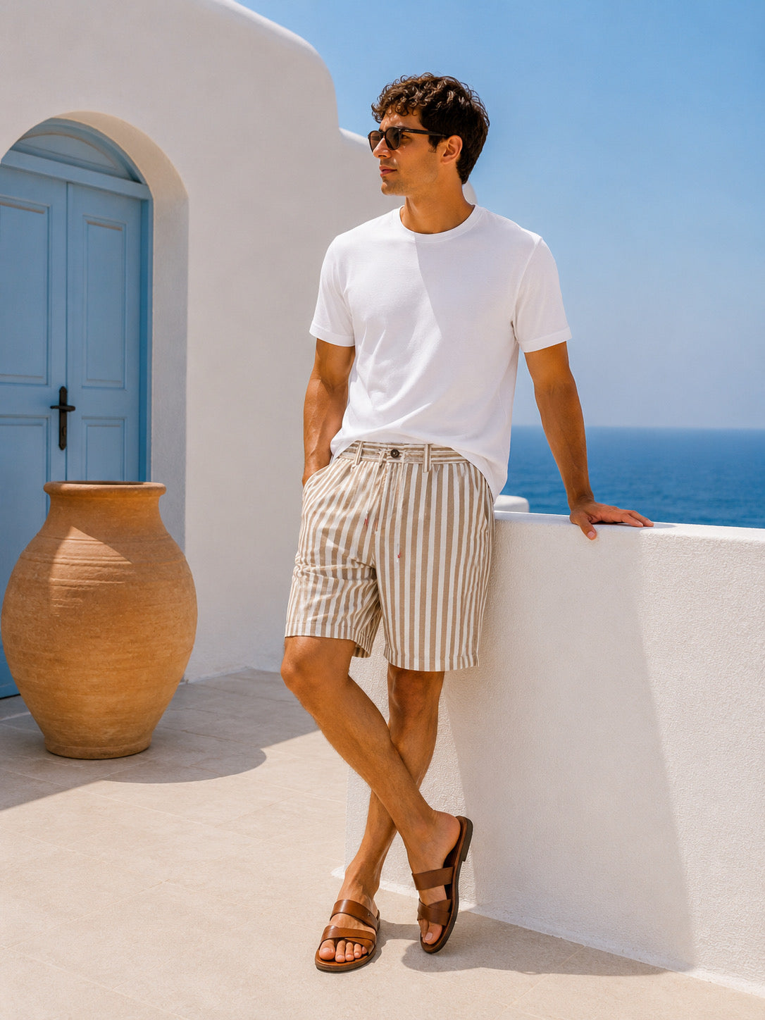 Ανδρική Λινή Βερμούδα Striped