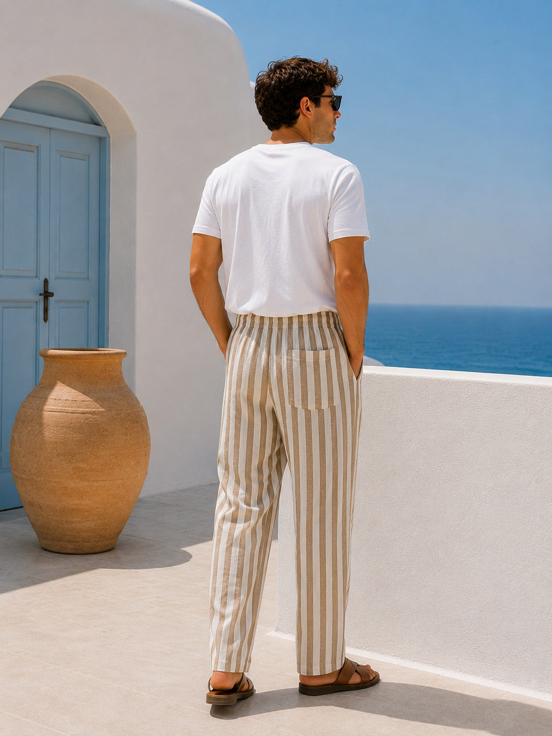 Ανδρικό Λινό Παντελόνι Striped