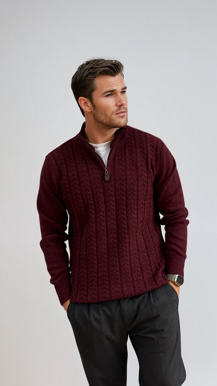 Ανδρική Πλεκτή Μπλούζα Half-zip Plait MFG