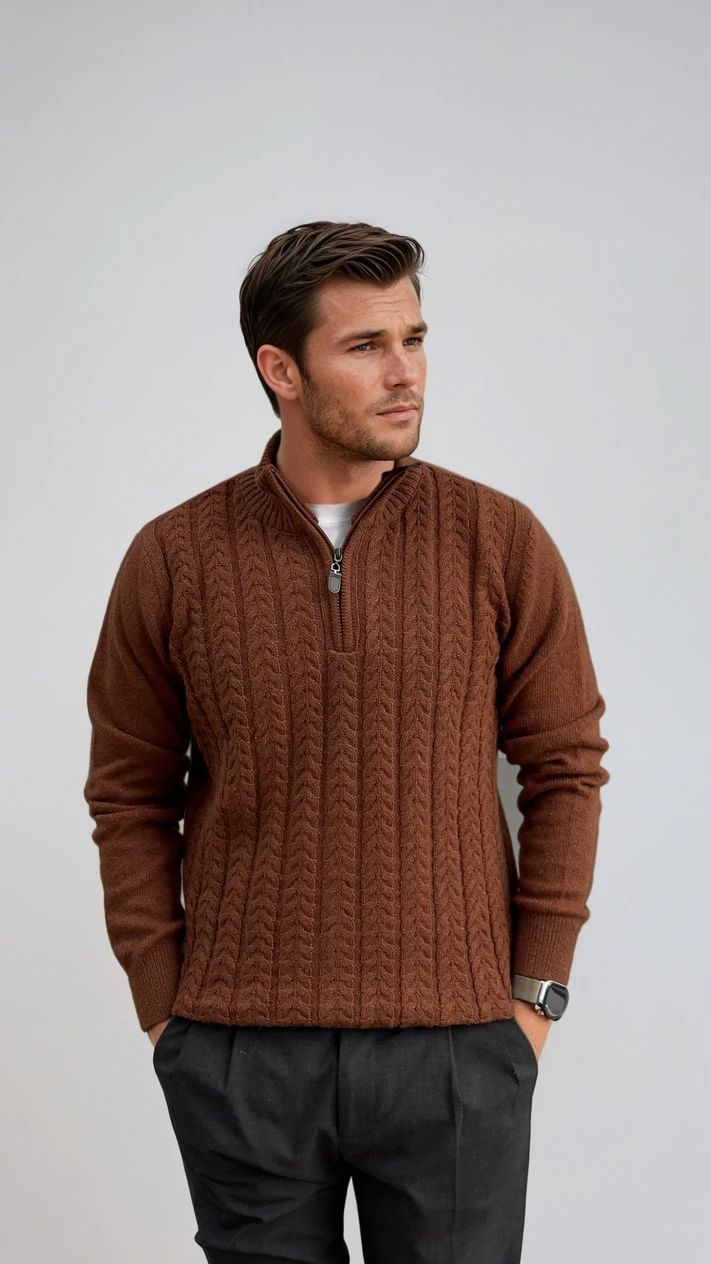 Ανδρική Πλεκτή Μπλούζα Half-zip Plait MFG