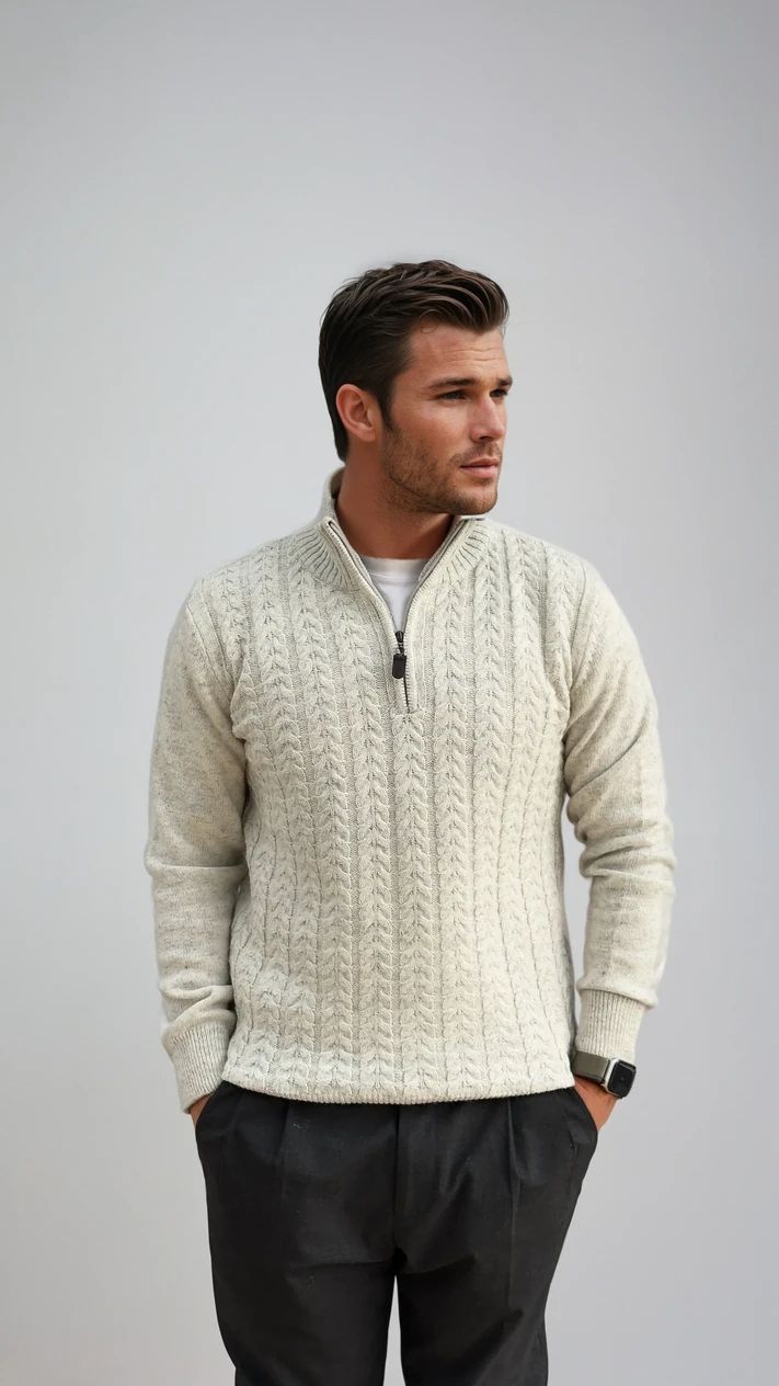 Ανδρική Πλεκτή Μπλούζα Half-zip Plait MFG