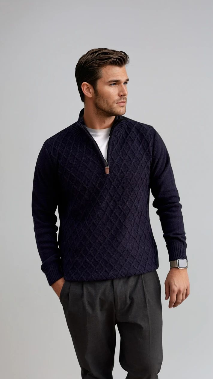 Ανδρική Πλεκτή Μπλούζα Wool Half-Zip MFG