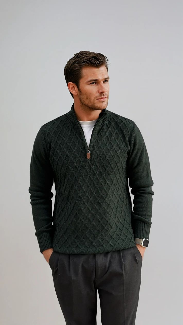 Ανδρική Πλεκτή Μπλούζα Wool Half-Zip MFG