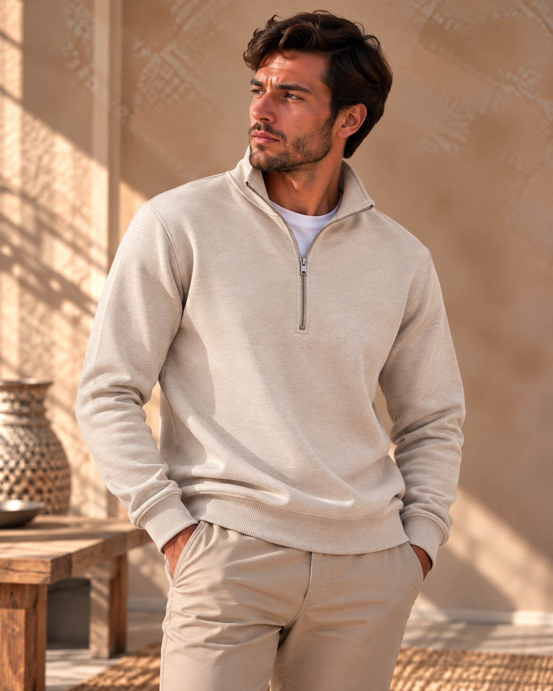 Ανδρική  Μπλούζα Premium Cotton Half-zip MFG