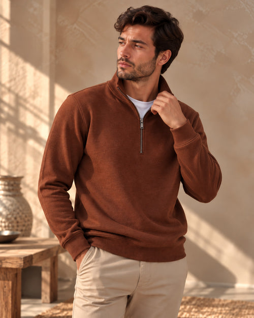 Ανδρική  Μπλούζα Premium Cotton Half-zip MFG