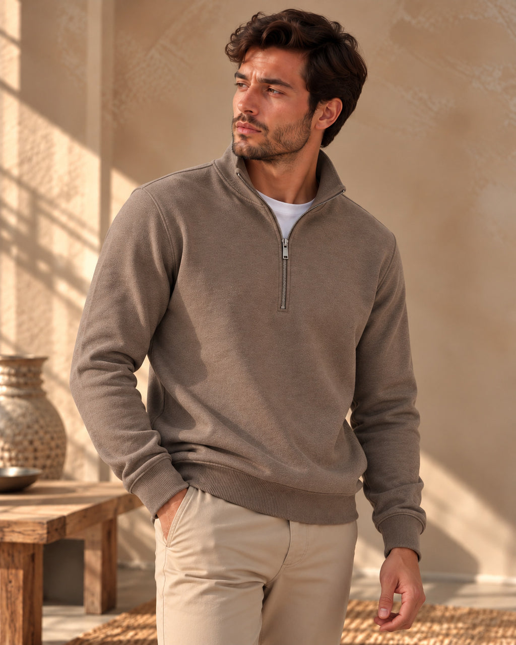 Ανδρική  Μπλούζα Premium Cotton Half-zip MFG