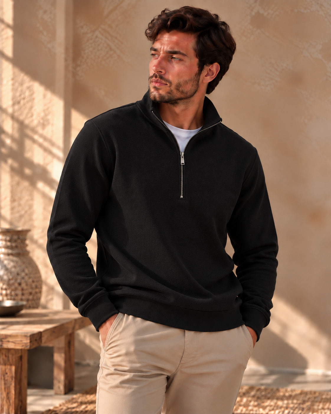 Ανδρική  Μπλούζα Premium Cotton Half-zip MFG