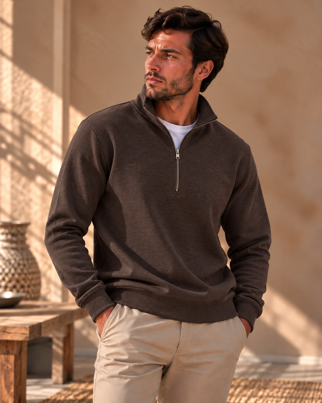 Ανδρική  Μπλούζα Premium Cotton Half-zip MFG