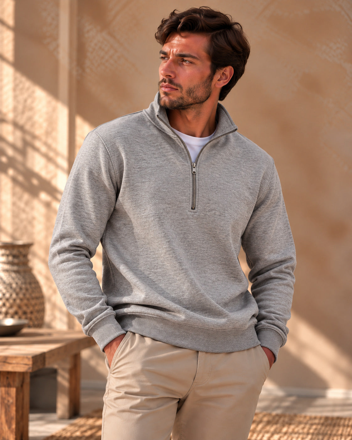 Ανδρική  Μπλούζα Premium Cotton Half-zip MFG