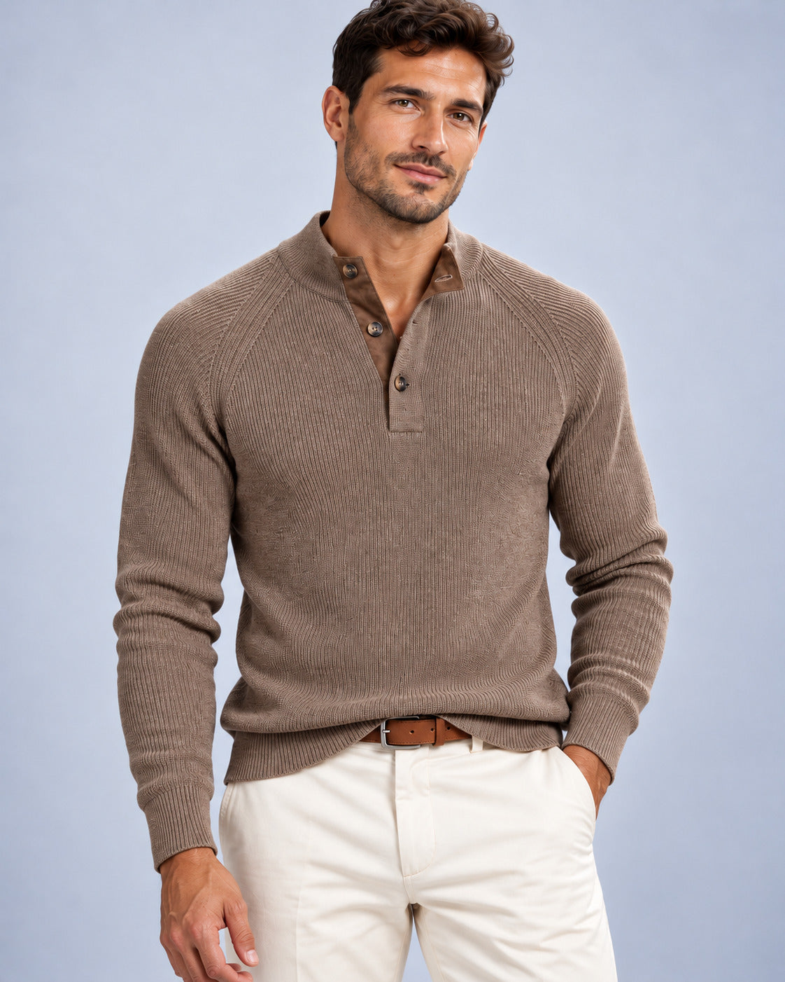 Ανδρική μπλούζα Πλεκτή Henley MFG
