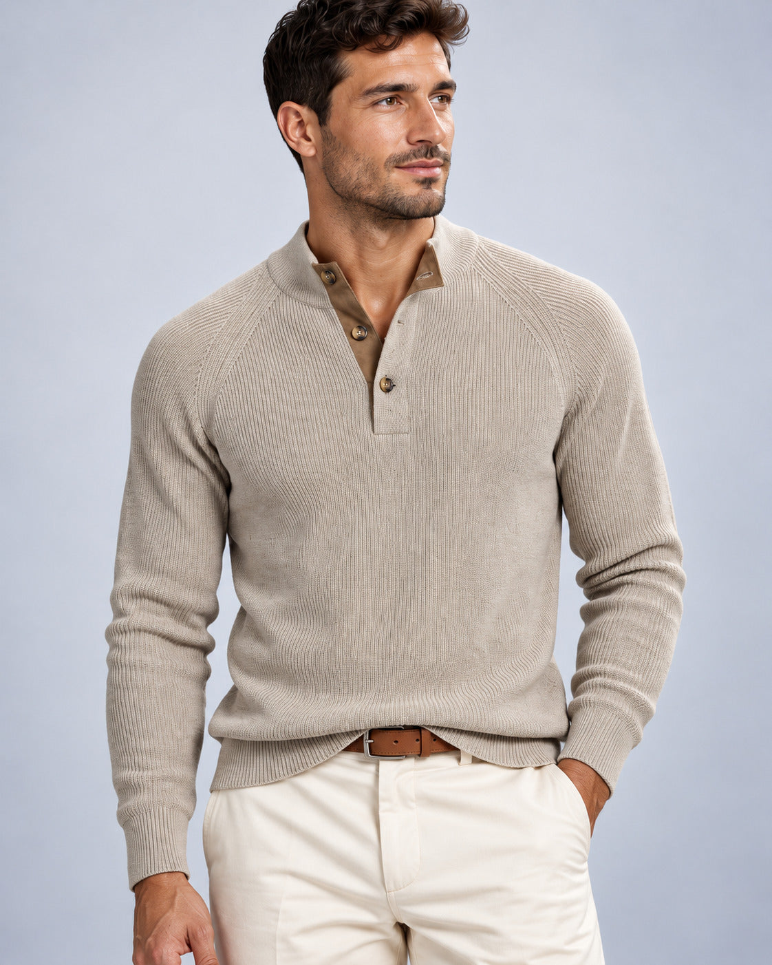 Ανδρική μπλούζα Πλεκτή Henley MFG