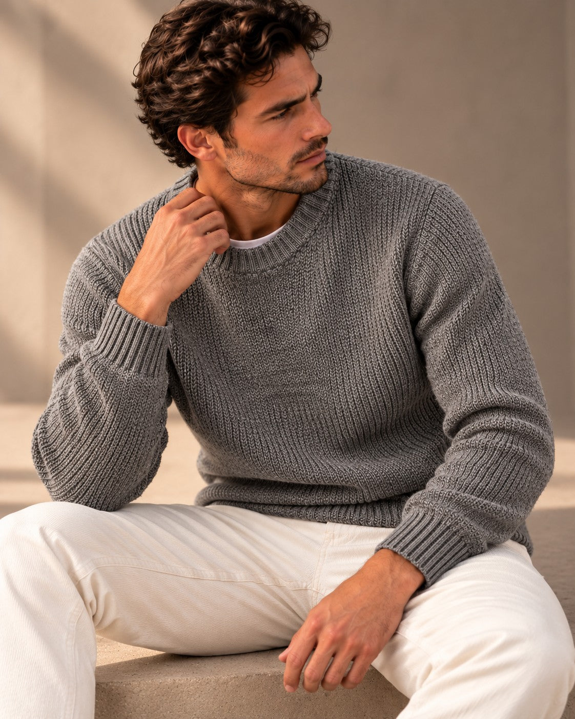 Ανδρική Πλεκτή Μπλούζα Wool Ζακάρ MFG