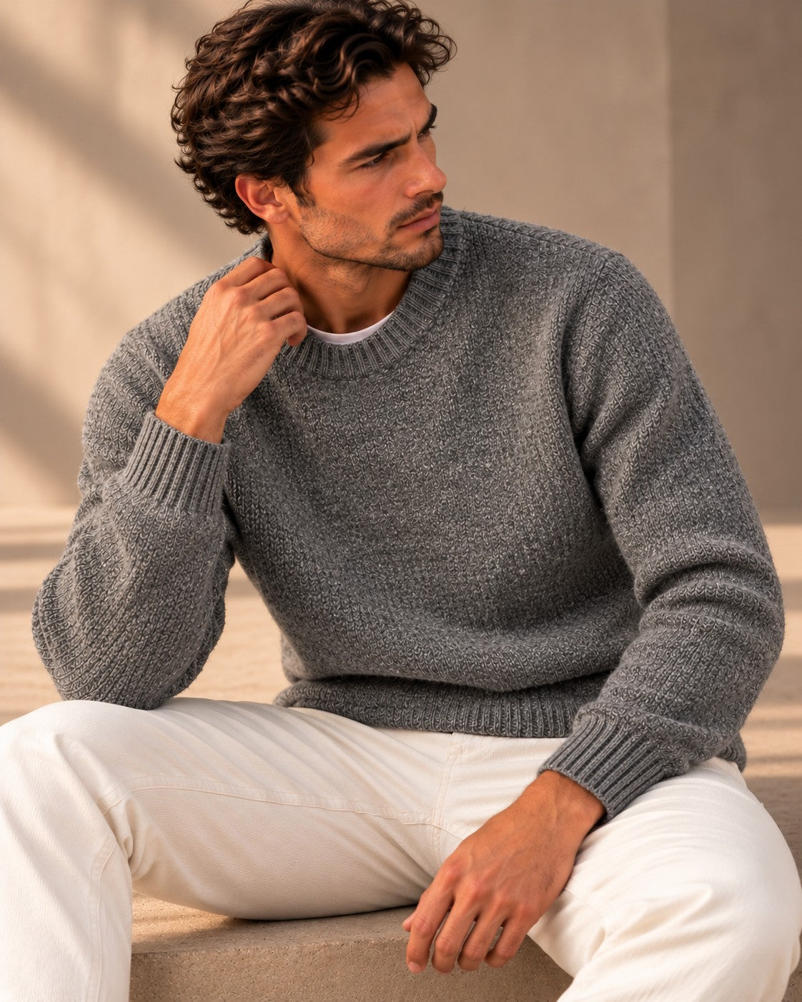 Ανδρική Πλεκτή Μπλούζα Wool Ζακάρ MFG