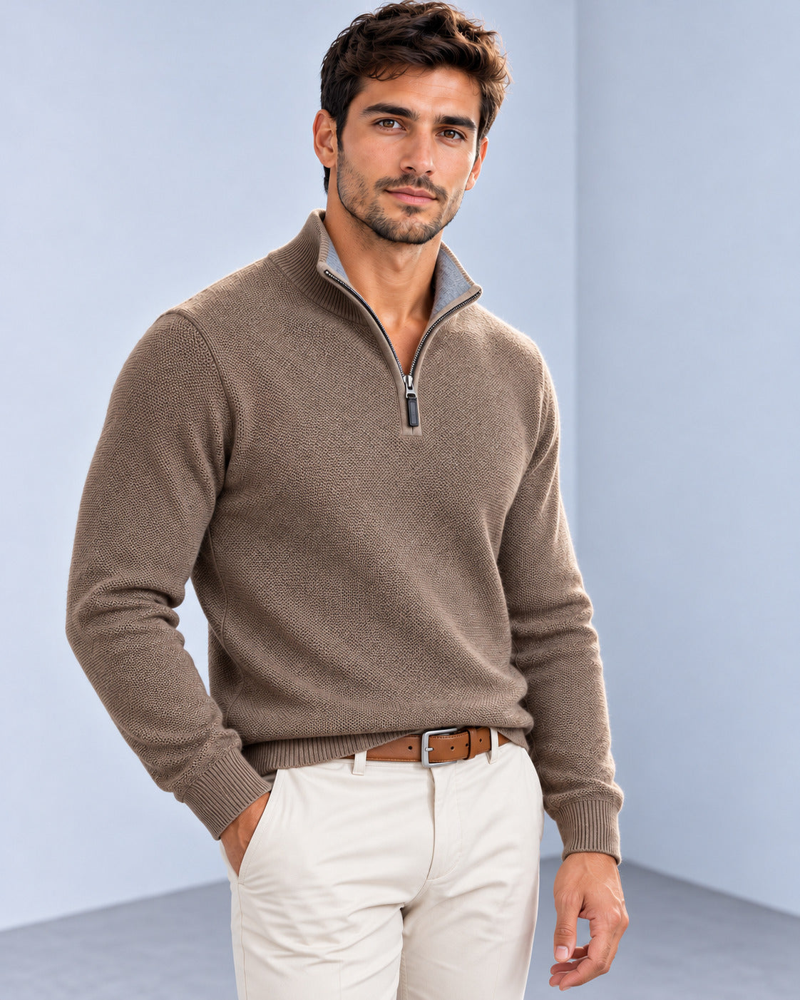 Ανδρική μπλούζα Πλεκτή Half-zip Pique MFG