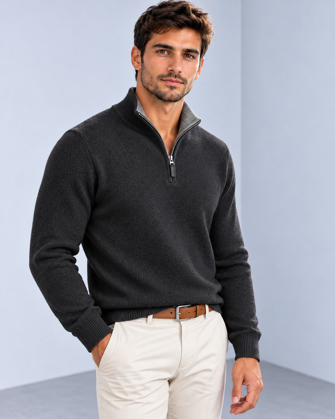 Ανδρική μπλούζα Πλεκτή Half-zip Pique MFG