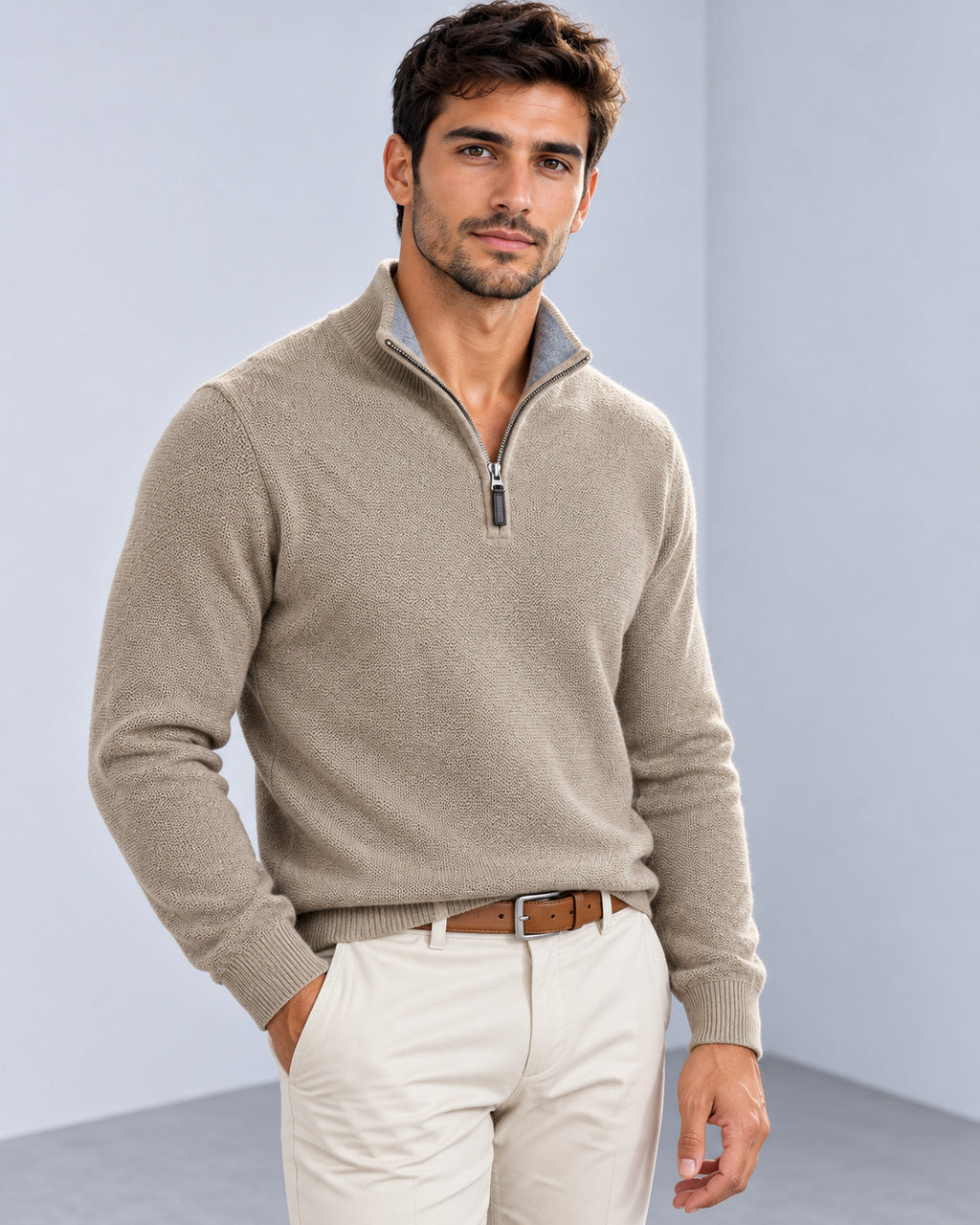 Ανδρική μπλούζα Πλεκτή Half-zip Pique MFG