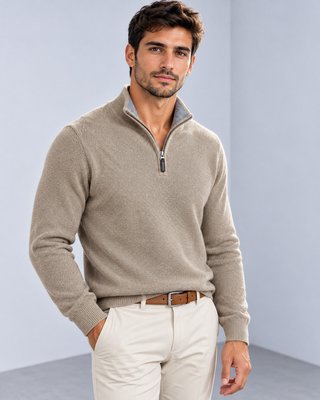 Ανδρική μπλούζα Πλεκτή Half-zip Pique MFG