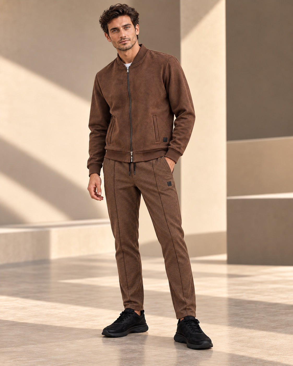 Ανδρικό Σετ Suede Ζακέτα & Παντελόνι MFG