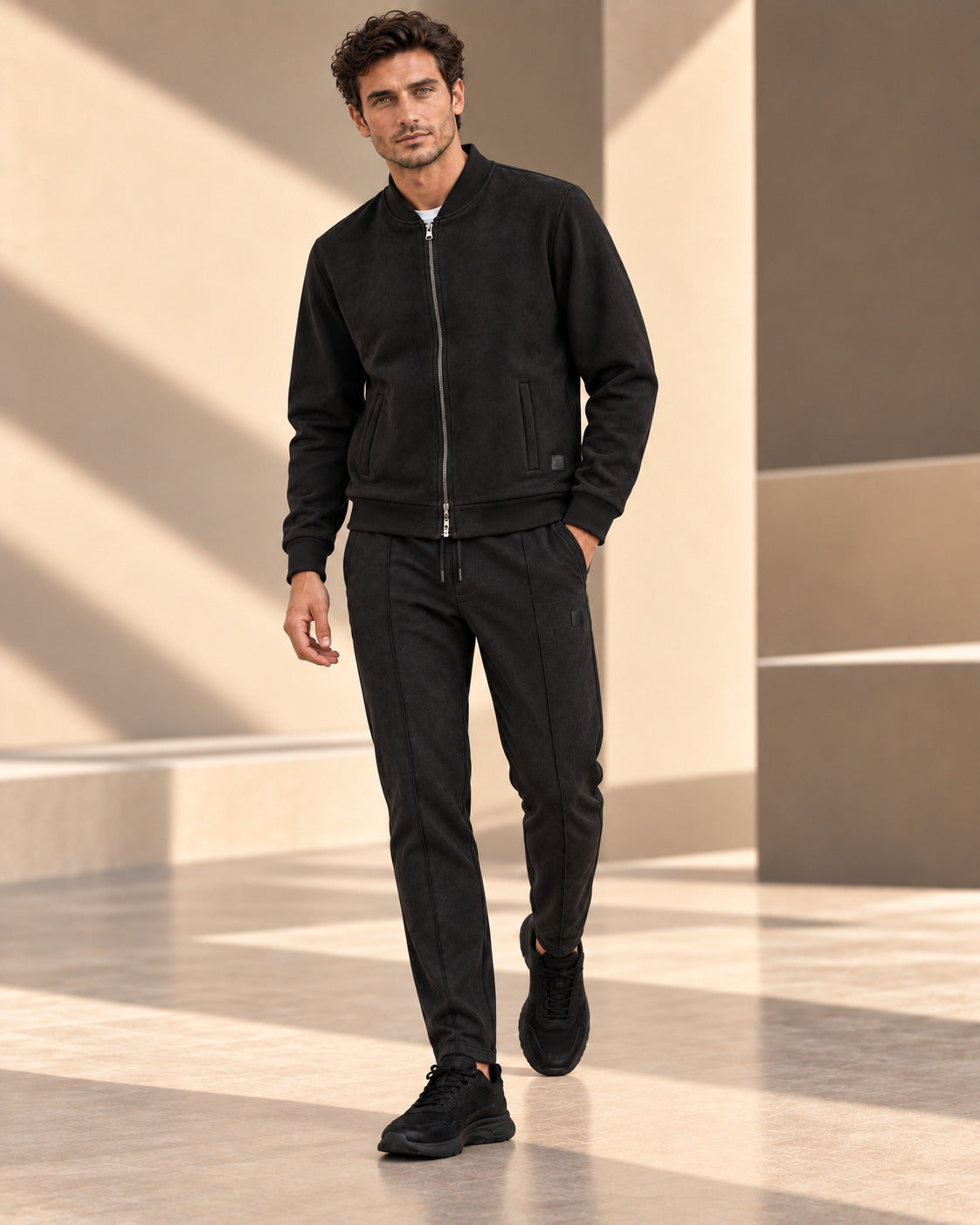 Ανδρικό Σετ Suede Ζακέτα & Παντελόνι MFG