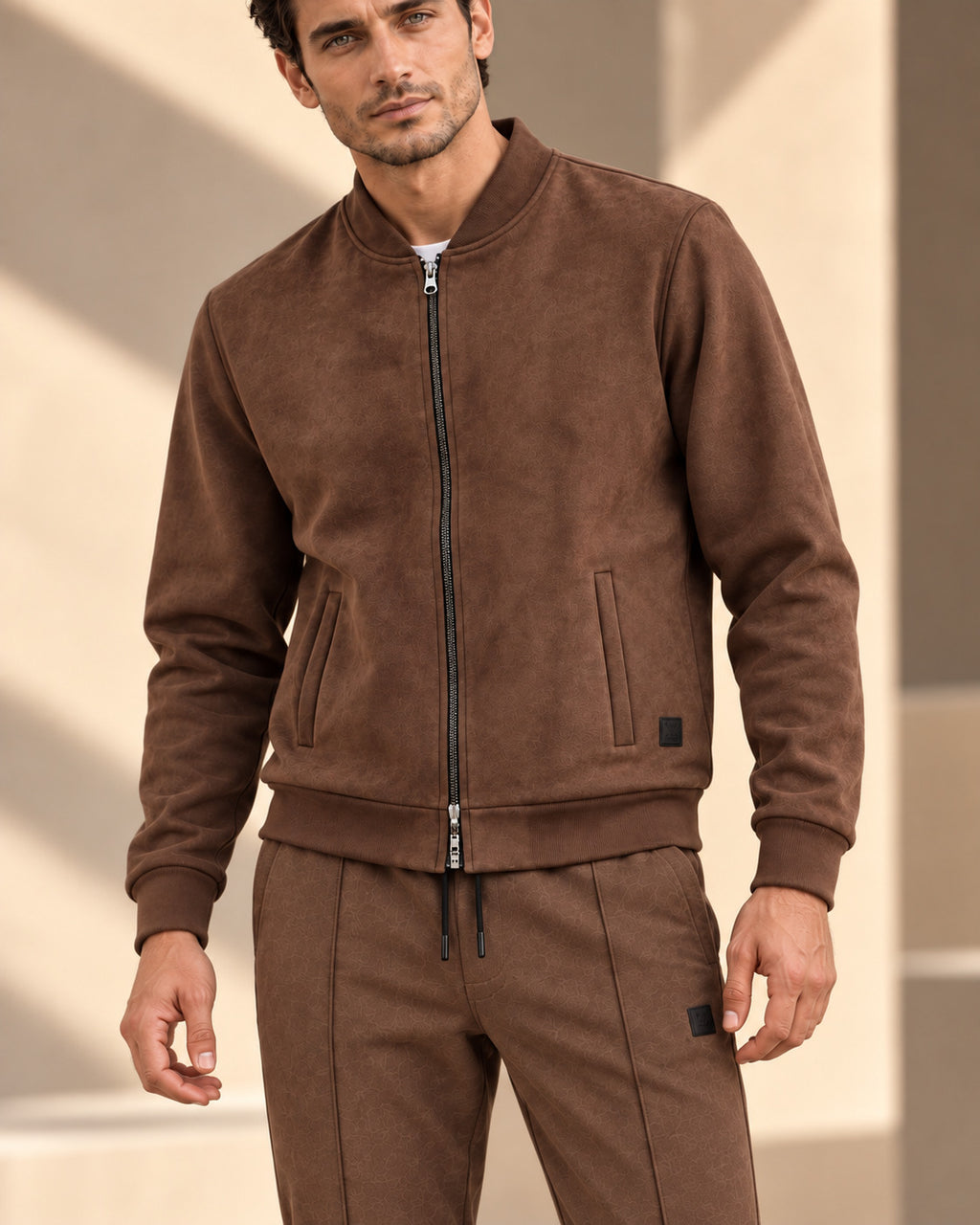 Ανδρικό Σετ Suede Ζακέτα & Παντελόνι MFG
